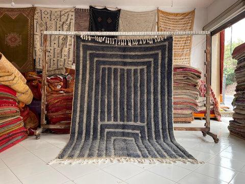 Moroccan Rug – Beni Ourain Rugs - Handmade rug - Gray rug  – 6.6x9.8 Feet Rug - living room rug - Moroccan carpet