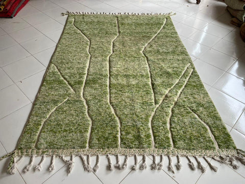 Moroccan Rug – Beni Ourain Rugs - Handmade rug - Green rug – 6.3x9.5 Feet Carpet - living room rug - oriental Rug