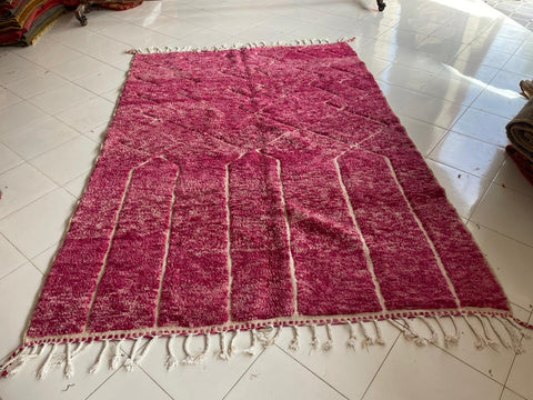 Salon ROSE BENIOURAIN - Incroyable tapis rose marocain - Tapis berbère fait main - Tapis marocains antiques Beniourain - VIEUX tapis Boho