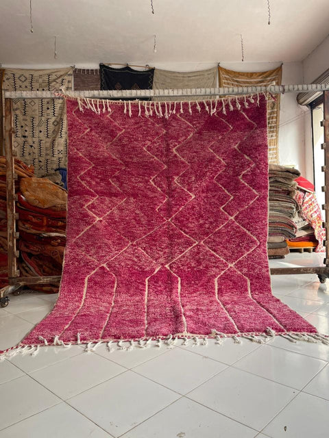 Salon ROSE BENIOURAIN - Incroyable tapis rose marocain - Tapis berbère fait main - Tapis marocains antiques Beniourain - VIEUX tapis Boho