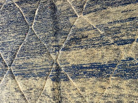 Moroccan Rug – Beni Ourain Rugs - Handmade rug - Bleu and Black rug – 6.9x9.7 Feet Rug - living room rug - oriental Rug - Moroccan carpet