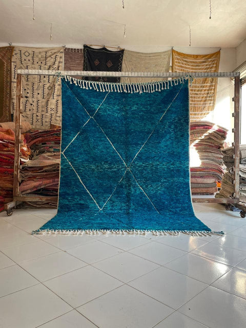 Moroccan Rug – Beni Ourain Rugs - Handmade rug - turquoise rug – 6.6x9.5 Feet Carpet - living room rug - Bohemian Rug