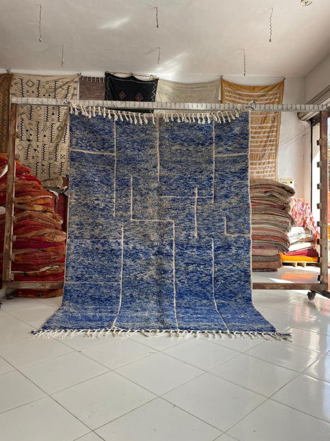 Moroccan Rug – Beni Ourain Rugs - Handmade  rug - Bleu rug  – 6.6x9.4 Feet Carpet - living room rug - oriental rugs