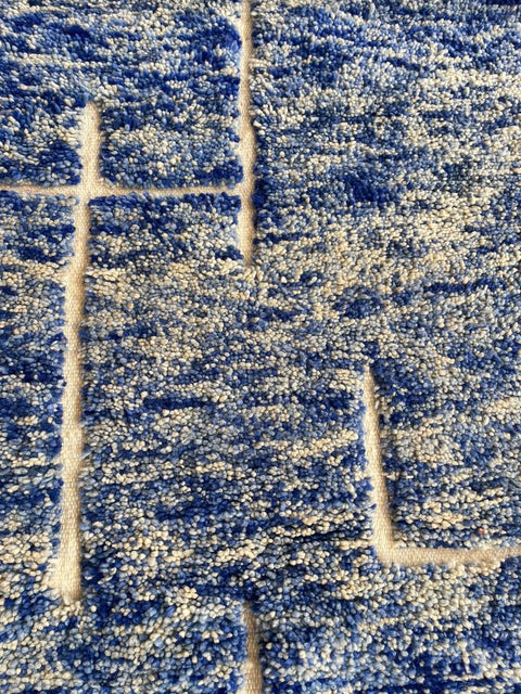 Moroccan Rug – Beni Ourain Rugs - Handmade  rug - Bleu rug  – 6.6x9.4 Feet Carpet - living room rug - oriental rugs