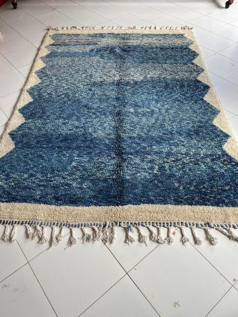Moroccan Rug – Beni Ourain Rugs - Handmade rug - Bleu rug  – 6.5x9.6 Feet Carpet - living room rug - Moroccan carpet