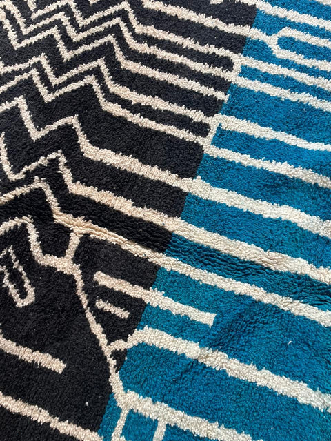Moroccan Rug – Beni Ourain Rugs - Handmade rug - Bleu rug  – 6.8x9.7 Feet Carpet - living room rug - Moroccan carpet