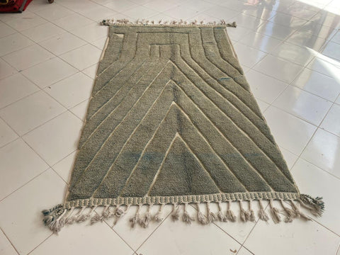 Moroccan Rug – Beni Ourain Rugs - Handmade rug - Gray rug – 6.8x9.7 Feet Carpet - living room rug - Bohemian Rug