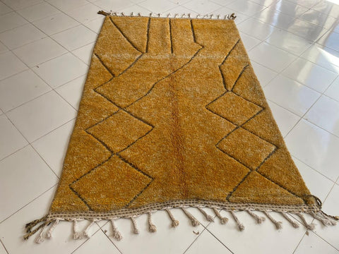 Moroccan Rug – Beni Ourain Rugs - Handmade rug - Bleu rug  – 5x8.2 Feet Carpet - living room rug - Moroccan carpet