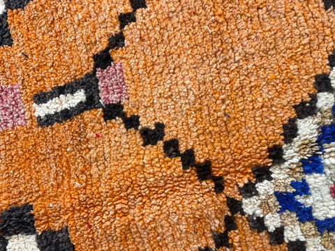 Moroccan Rug – Beni Ourain Rugs - Wool  rug - Orange rug  – 5.5x8 Feet Carpet - living room rug - Bohemian Rug