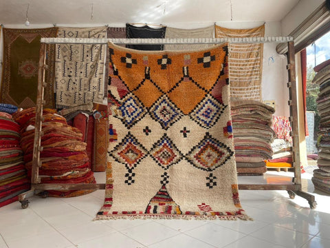 Moroccan Rug – Beni Ourain Rugs - Wool  rug - Orange rug  – 5.5x8 Feet Carpet - living room rug - Bohemian Rug