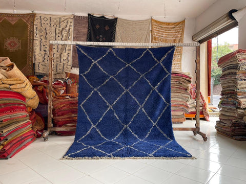 Moroccan Rug – Beni Ourain Rugs - Hand-Woven  rug - Bleu rug  – 7x10.1 Feet Carpet - living room rug - Moroccan carpet