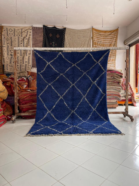 Moroccan Rug – Beni Ourain Rugs - Hand-Woven  rug - Bleu rug  – 7x10.1 Feet Carpet - living room rug - Moroccan carpet