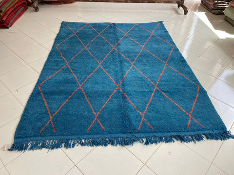 Moroccan Rug – Beni Ourain Rugs - Handmade rug - turquoise rug  – 6.9x9 Feet Carpet - living room rug - Bohemian Rug