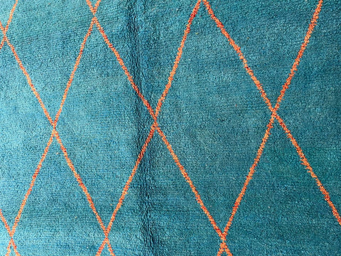 Moroccan Rug – Beni Ourain Rugs - Handmade rug - turquoise rug  – 6.9x9 Feet Carpet - living room rug - Bohemian Rug
