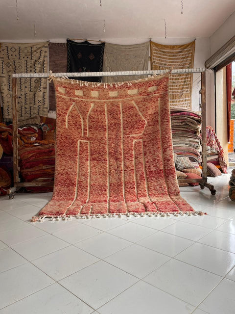 Moroccan Rug – Beni Ourain Rugs - Handmade rug - Red rug – 6.8x10 Feet Carpet - living room rug - oriental Rug