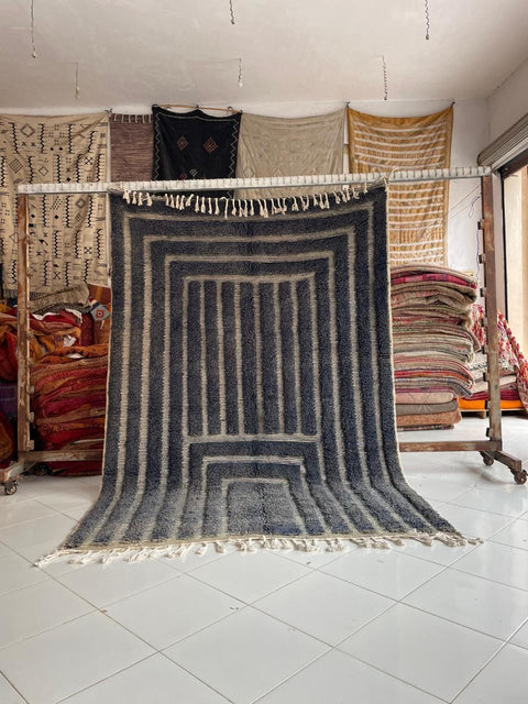 Moroccan Rug – Beni Ourain Rugs - Handmade rug - Gray rug  – 6.6x9.8 Feet Rug - living room rug - Moroccan carpet