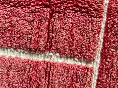 Moroccan Rug – Beni Ourain Rugs - Handmade rug - Red rug – 6.3x9.6 Feet Carpet - living room rug - oriental Rug