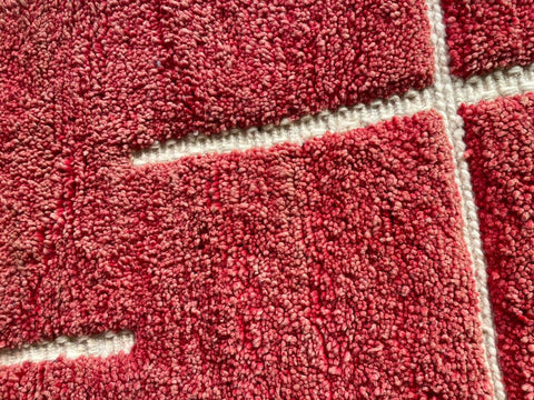 Moroccan Rug – Beni Ourain Rugs - Handmade rug - Red rug – 6.3x9.6 Feet Carpet - living room rug - oriental Rug
