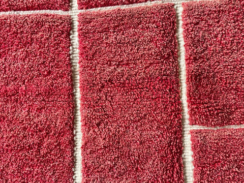 Moroccan Rug – Beni Ourain Rugs - Handmade rug - Red rug – 6.3x9.6 Feet Carpet - living room rug - oriental Rug