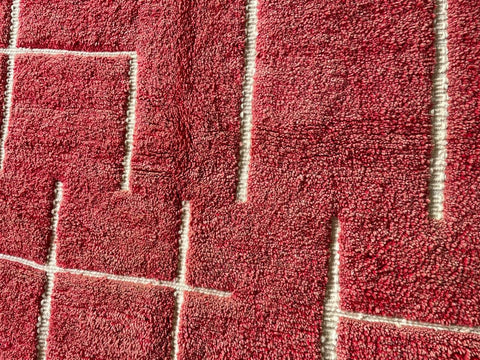 Moroccan Rug – Beni Ourain Rugs - Handmade rug - Red rug – 6.3x9.6 Feet Carpet - living room rug - oriental Rug