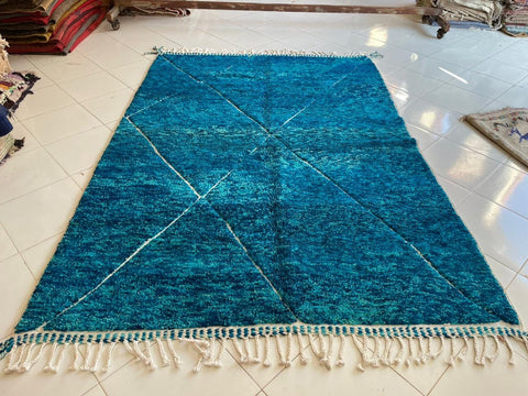 Moroccan Rug – Beni Ourain Rugs - Handmade rug - turquoise rug – 6.6x9.5 Feet Carpet - living room rug - Bohemian Rug