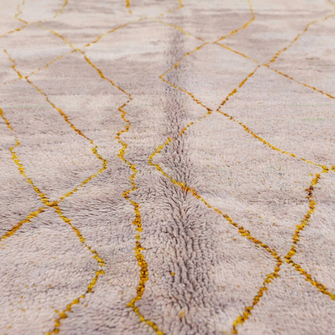 Lavender Irregular Golden Lattice Custom Moroccan Rug - Africancreates