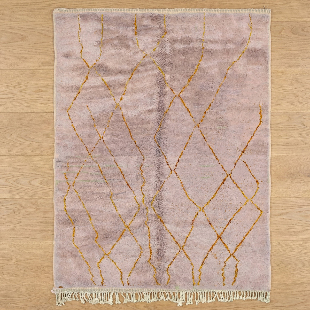 Lavender Irregular Golden Lattice Custom Moroccan Rug - Africancreates