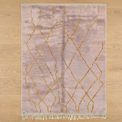 Lavender Irregular Golden Lattice Custom Moroccan Rug - Africancreates