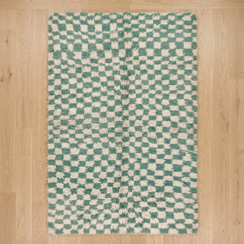 Mint & Cream Small Checkerboard Custom Moroccan Rug - Africancreates