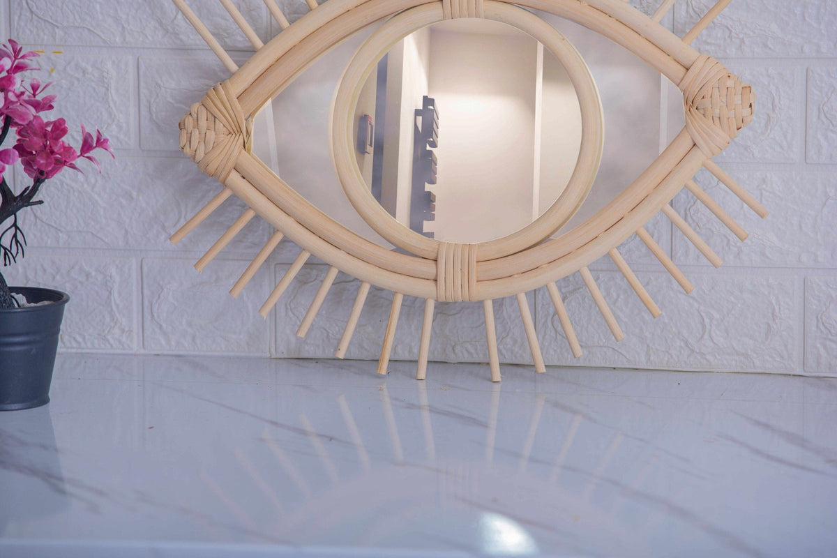 Miroir en oeil de rotin - Africancreates