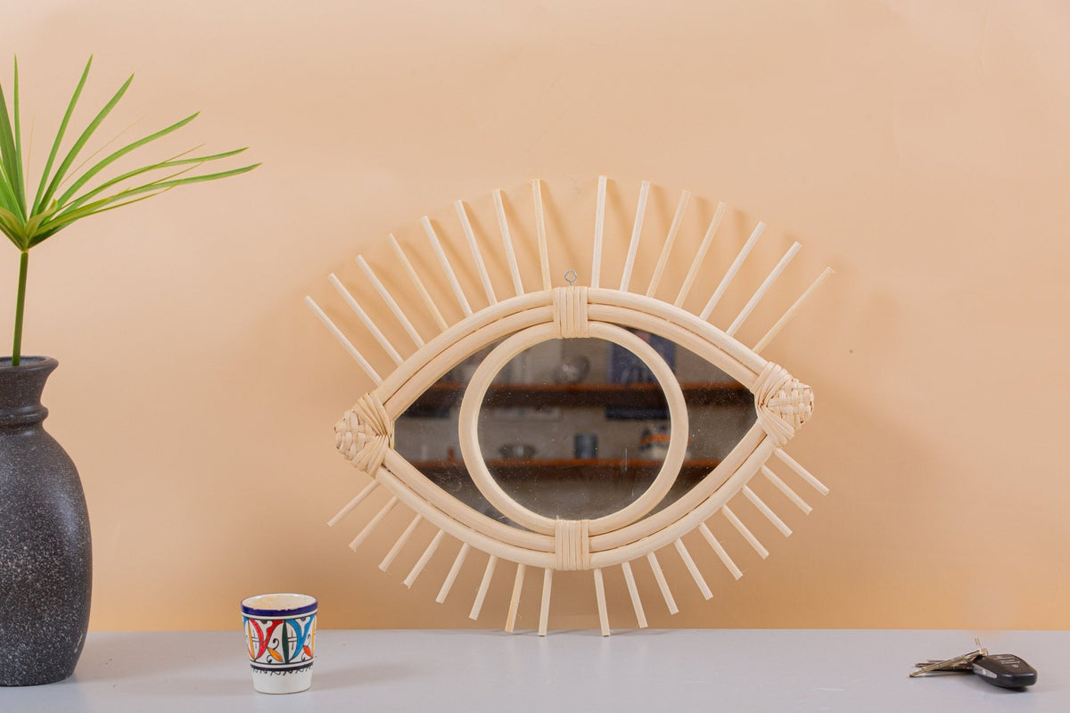 Miroir en oeil de rotin - Africancreates