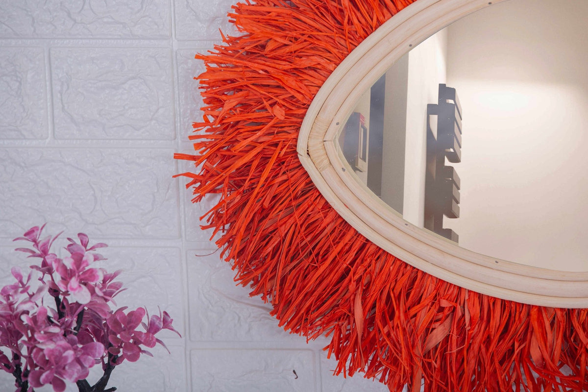 Miroir Raphia Yeux rouges - Africancreates