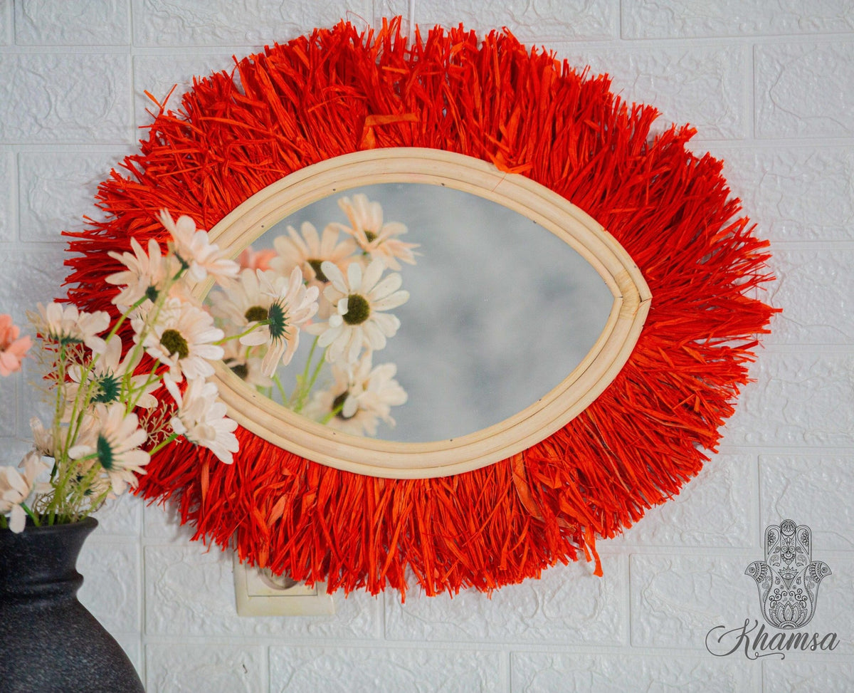 Miroir Raphia Yeux rouges - Africancreates