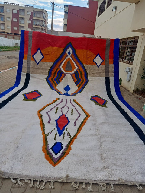 Moroccan Beniourain Rug 13 ft X 19.6 ft - Beni Rug White carpet - Living Room Rug - Bohemian Berber Rug - Handmade Wool Rug - Africancreates