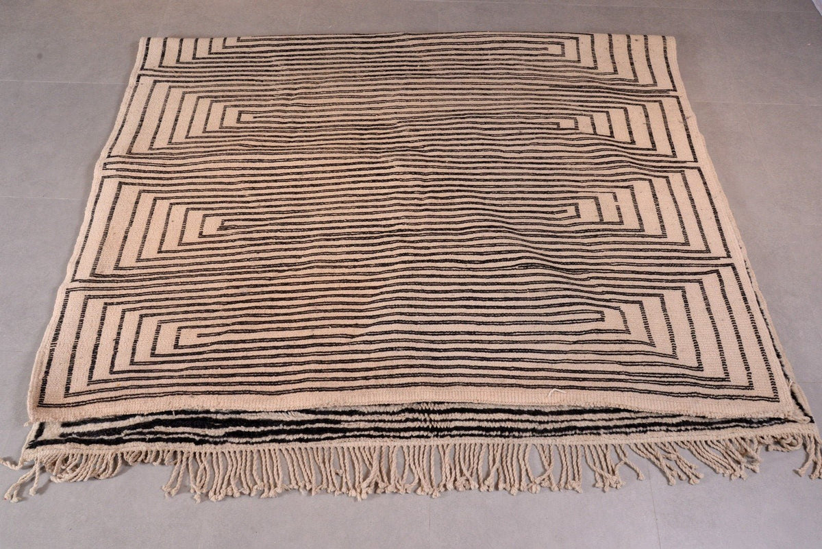 Moroccan Berber Genuine Lamb black Wool Rug 7.2 ft x 11.5 ft ,Ethnic handwoven Rug, Exclusive Natural Artwork Tuareg white Sofa Carpet - Africancreates