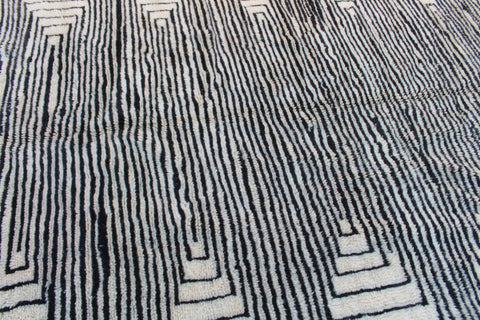Moroccan Berber Genuine Lamb black Wool Rug 7.2 ft x 11.5 ft ,Ethnic handwoven Rug, Exclusive Natural Artwork Tuareg white Sofa Carpet - Africancreates