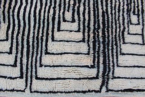 Moroccan Berber Genuine Lamb black Wool Rug 7.2 ft x 11.5 ft ,Ethnic handwoven Rug, Exclusive Natural Artwork Tuareg white Sofa Carpet - Africancreates