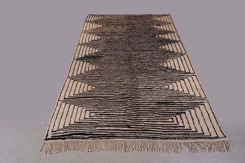 Moroccan Berber Genuine Lamb black Wool Rug 7.2 ft x 11.5 ft ,Ethnic handwoven Rug, Exclusive Natural Artwork Tuareg white Sofa Carpet - Africancreates