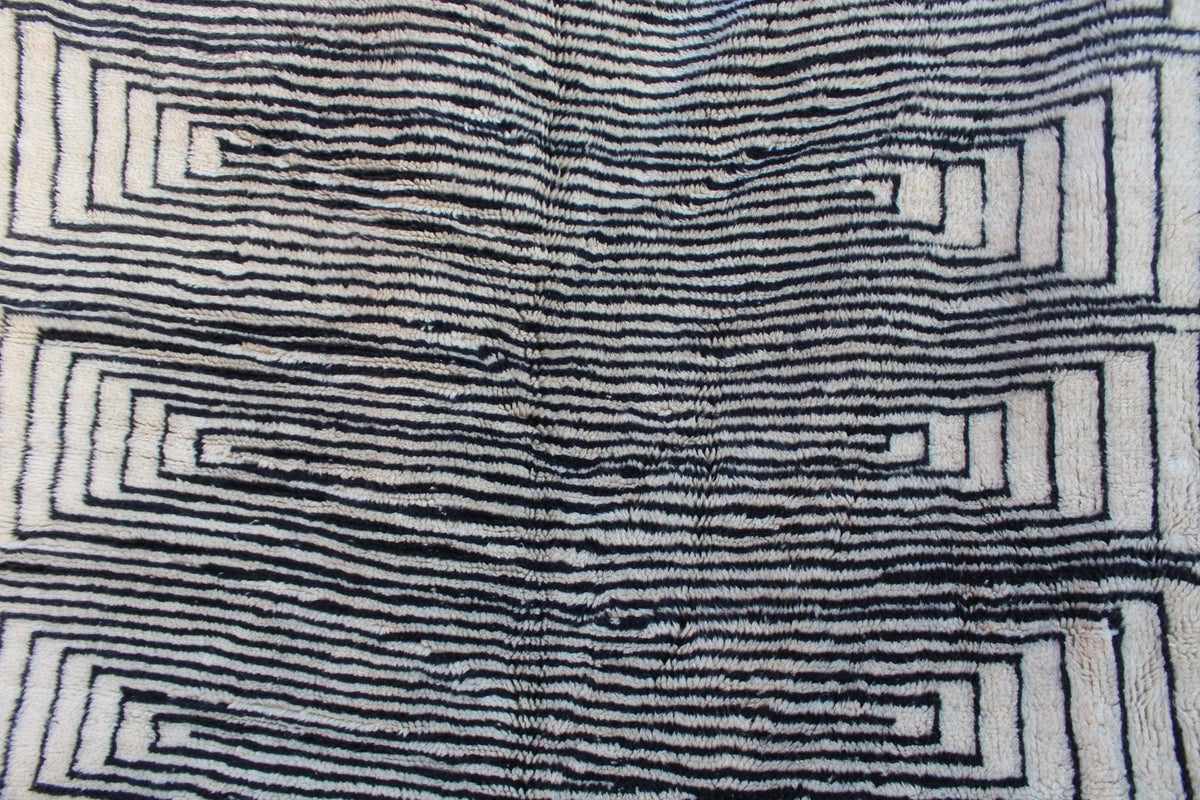 Moroccan Berber Genuine Lamb black Wool Rug 7.2 ft x 11.5 ft ,Ethnic handwoven Rug, Exclusive Natural Artwork Tuareg white Sofa Carpet - Africancreates