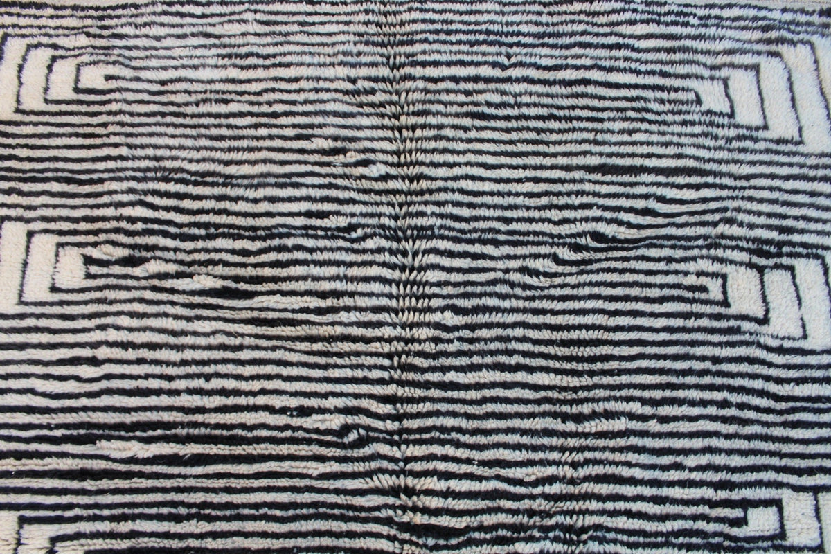 Moroccan Berber Genuine Lamb black Wool Rug 7.2 ft x 11.5 ft ,Ethnic handwoven Rug, Exclusive Natural Artwork Tuareg white Sofa Carpet - Africancreates