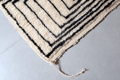 Moroccan Berber Genuine Lamb black Wool Rug 7.2 ft x 11.5 ft ,Ethnic handwoven Rug, Exclusive Natural Artwork Tuareg white Sofa Carpet - Africancreates