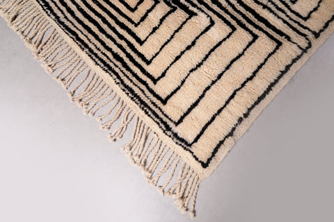 Moroccan Berber Genuine Lamb black Wool Rug 7.2 ft x 11.5 ft ,Ethnic handwoven Rug, Exclusive Natural Artwork Tuareg white Sofa Carpet - Africancreates