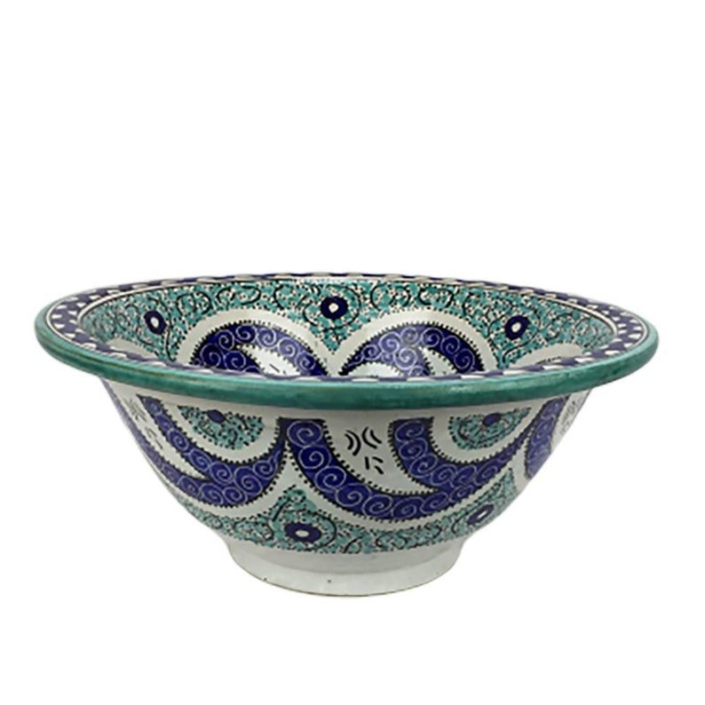 Moroccan Ceramic sink handmade bathroom vessel sink washbasin for bathroom & kitchen farmhouse sink Moroccan sink bowl handcrafted sink - Africancreates