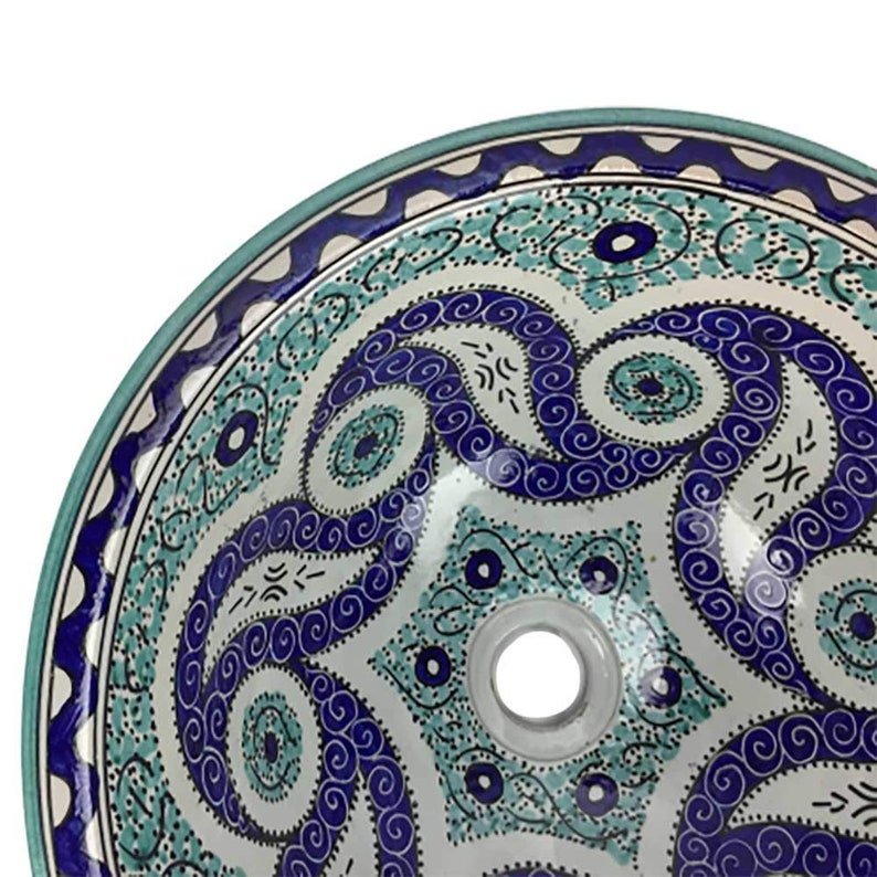 Moroccan Ceramic sink handmade bathroom vessel sink washbasin for bathroom & kitchen farmhouse sink Moroccan sink bowl handcrafted sink - Africancreates
