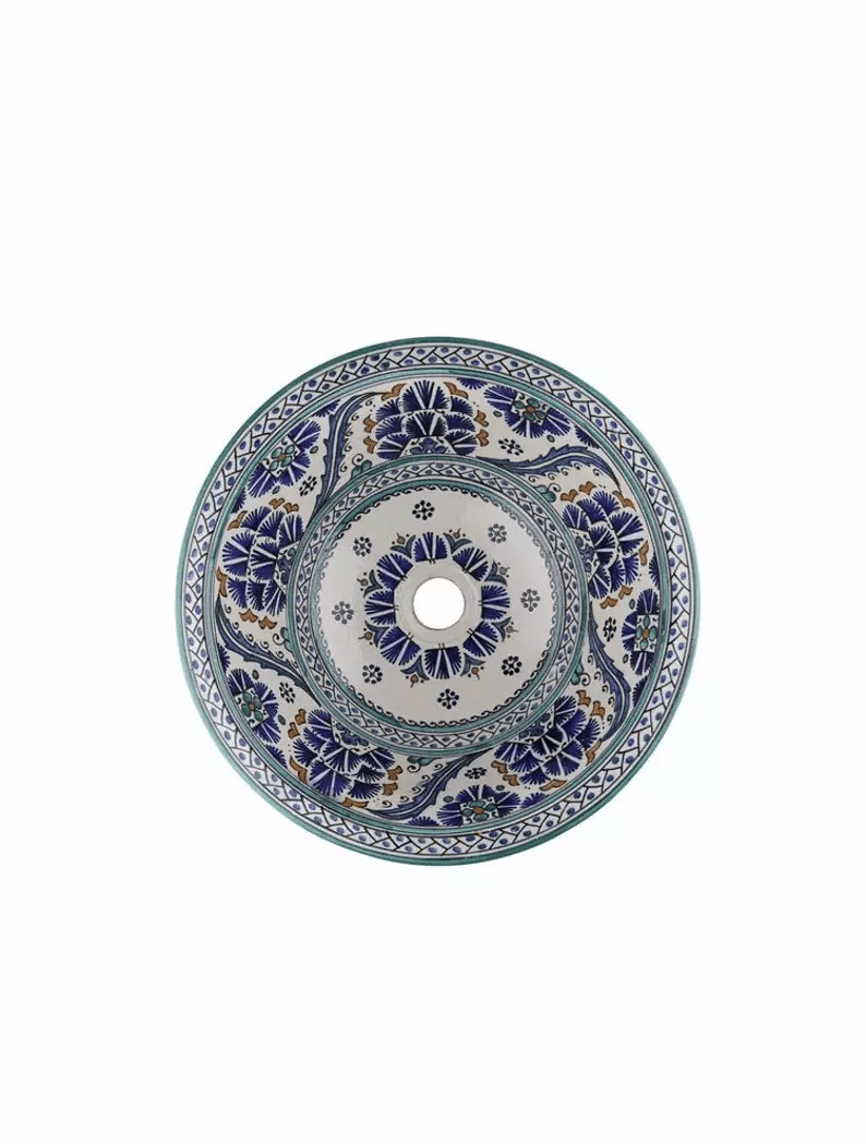 Moroccan Ceramic sink,handmade bathroom vessel sink,washbasin for bathroom & kitchen,farmhouse sink,Moroccan sink bowl.handcrafted sink - Africancreates