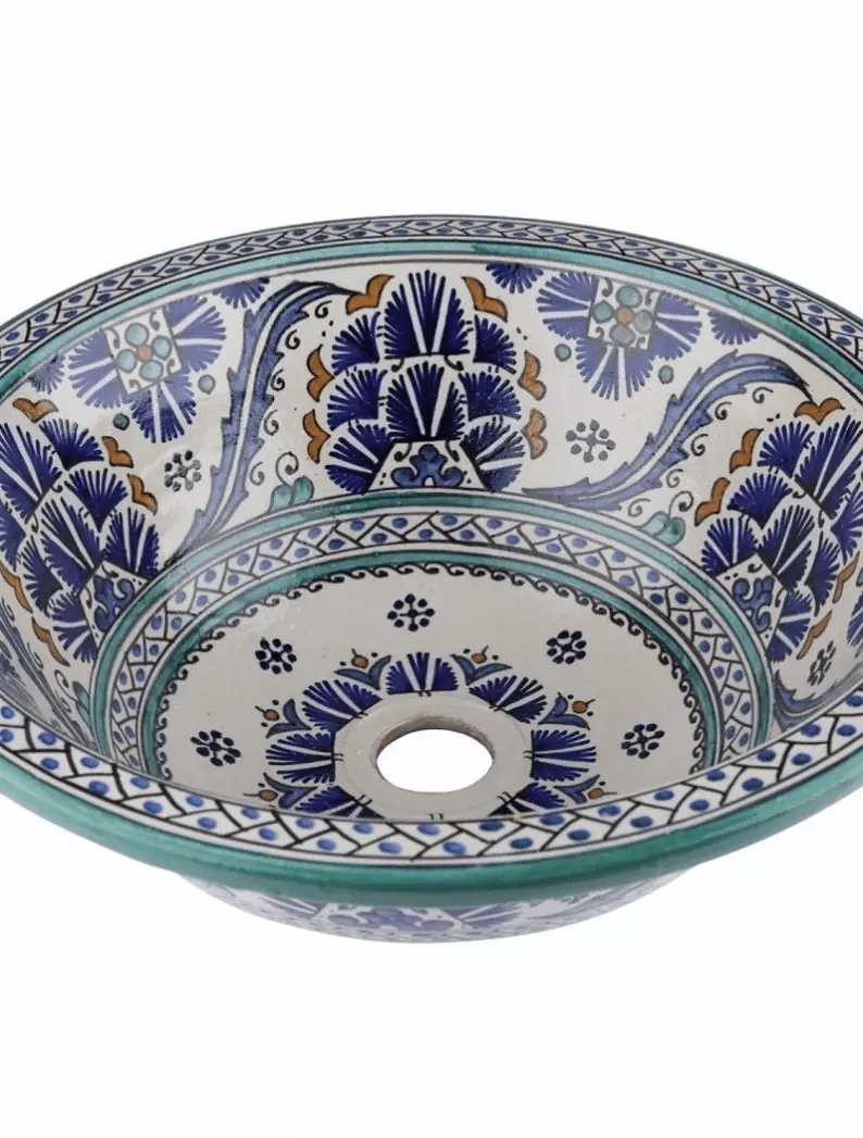 Moroccan Ceramic sink,handmade bathroom vessel sink,washbasin for bathroom & kitchen,farmhouse sink,Moroccan sink bowl.handcrafted sink - Africancreates