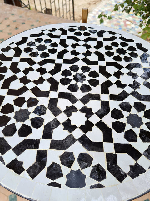 Moroccan mosaic Black table | Bistro table | Arabic Table | Tea table | chocolate Oriental table |moroccan table design - Africancreates