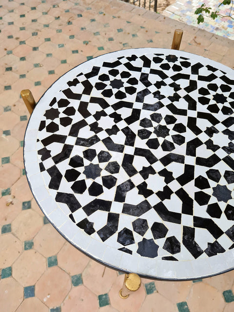 Moroccan mosaic Black table | Bistro table | Arabic Table | Tea table | chocolate Oriental table |moroccan table design - Africancreates