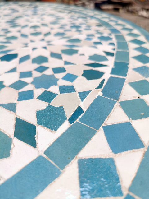 Moroccan mosaic Sky Blue table | Bistro table | Arabic Table | Tea table | chocolate Oriental table |moroccan table design - Africancreates