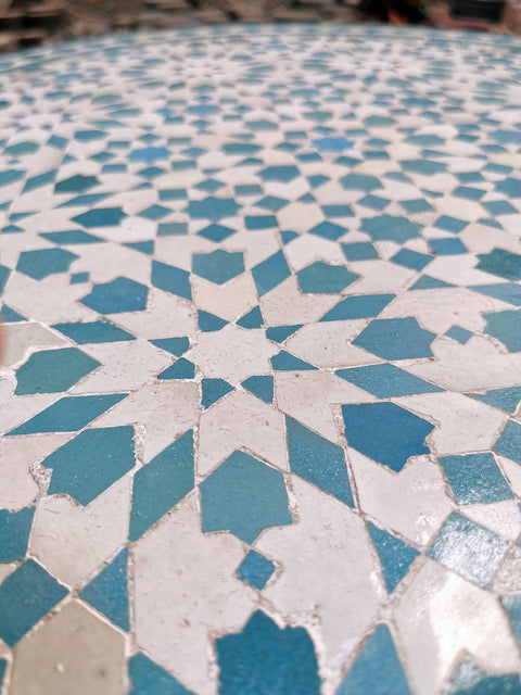 Moroccan mosaic Sky Blue table | Bistro table | Arabic Table | Tea table | chocolate Oriental table |moroccan table design - Africancreates